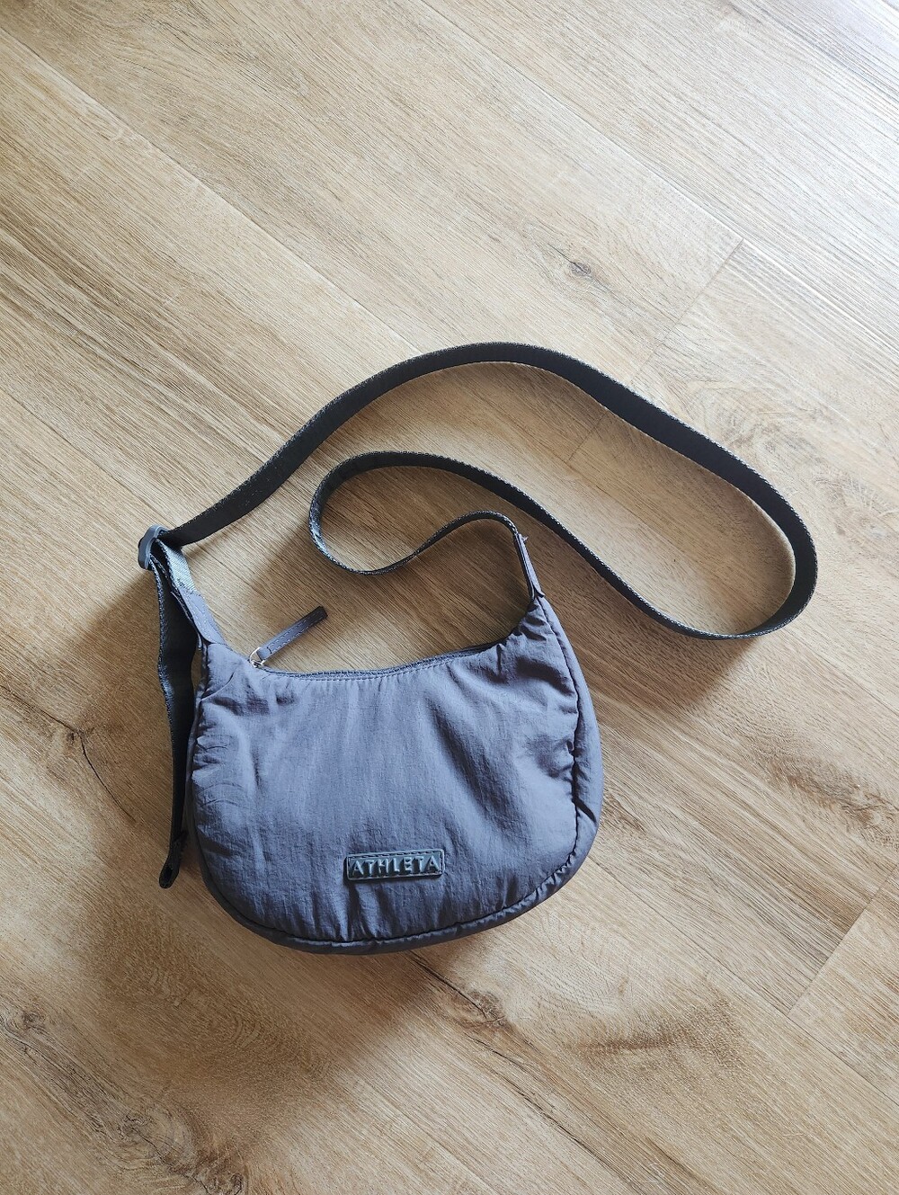 Athleta Gray Mini Crescent Nylon Crossbody Purse